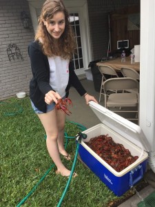 Niece Kate with a hapless crustacean
