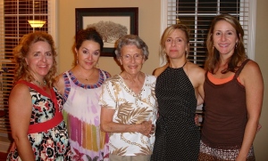 Unwittingly, we're in the same order as the picture from last week (with the addition of Mom in the middle).
